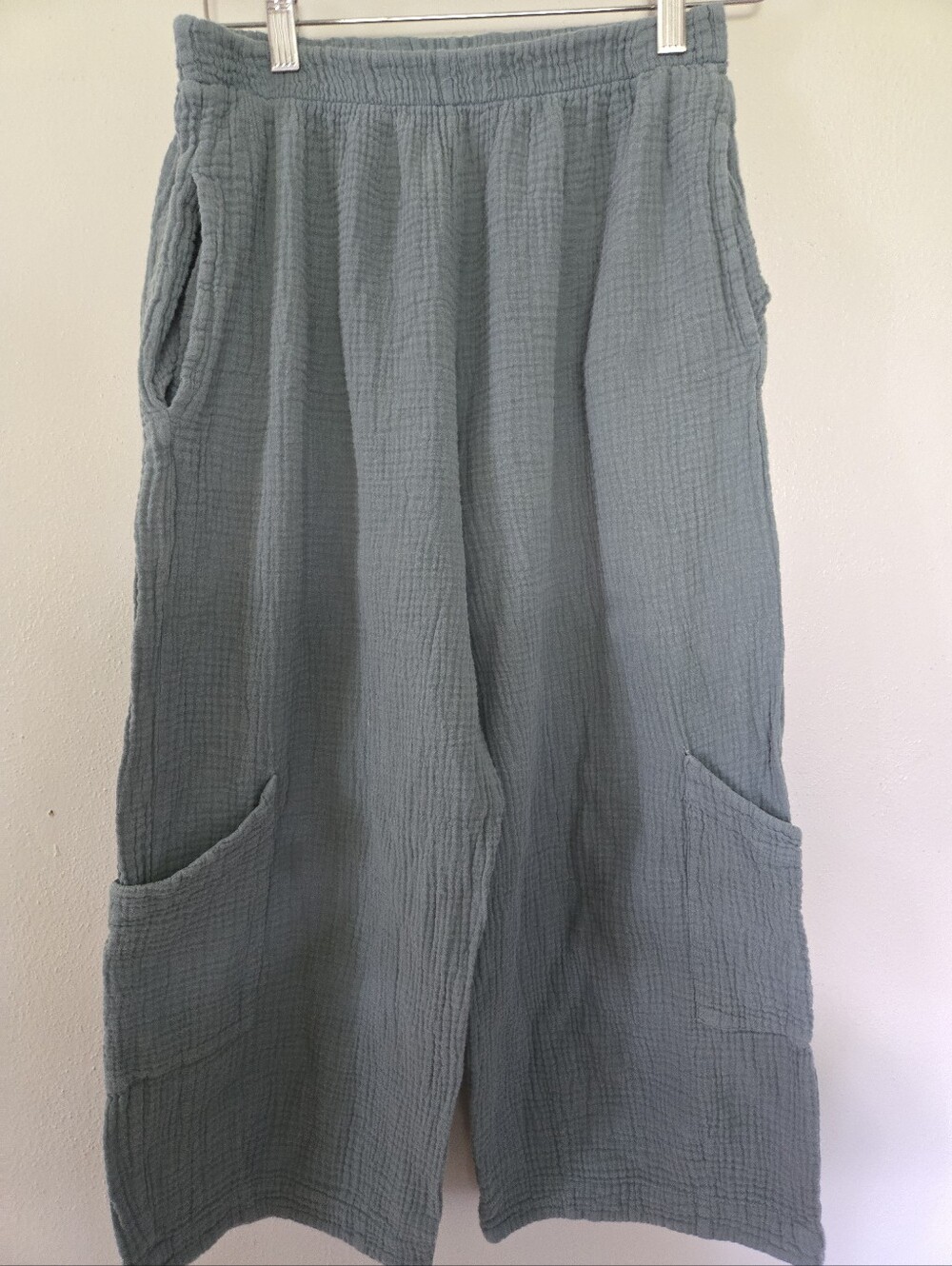 Bryn Walker Casbah Cropped Pant Cotton Gauze Blue Gray XS